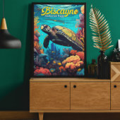 Biscayne National Park Schildpad Illustratie Retro Poster