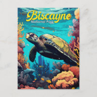 Biscayne National Park Turtle Illustratie Retro