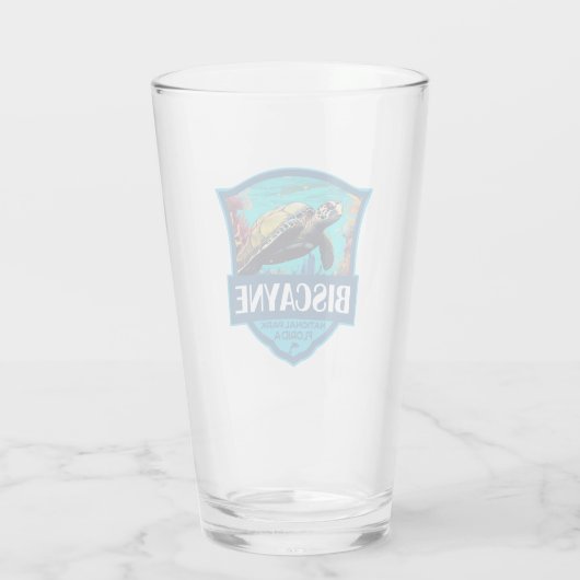 Biscayne National Park Turtle Illustratie Retro Glas (Achterkant)