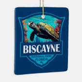 Biscayne National Park Turtle Illustratie Retro Keramisch Ornament (Rechts)