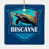 Biscayne National Park Turtle Illustratie Retro Keramisch Ornament (Achterkant)