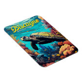 Biscayne National Park Turtle Illustratie Retro Magneet (Rechterzijde)