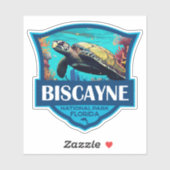 Biscayne National Park Turtle Illustratie Retro Sticker (Vel)