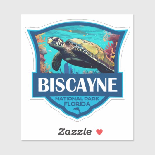 Biscayne National Park Turtle Illustratie Retro Sticker (Vel)