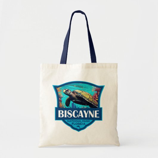 Biscayne National Park Turtle Illustratie Retro Tote Bag (Voorkant)