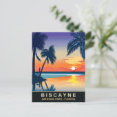 Biscayne, Zomer Zonsondergang bij Florida, Reizen Briefkaart (Staand voorkant)
