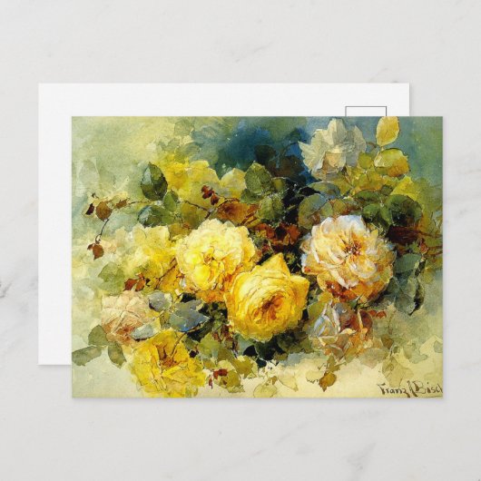 Bischoff - Rozen (geel) Briefkaart (Voorkant / Achterkant)