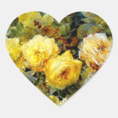 Bischoff - Rozen (geel), kunstschilderij, Hart Sticker (Voorkant)