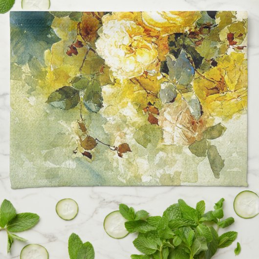 Bischoff - Rozen (geel) Theedoek (Gevouwen)