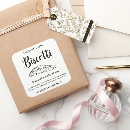 Biscotti Aangepast Eigen Gebak label BIS001sq (Geschenken)