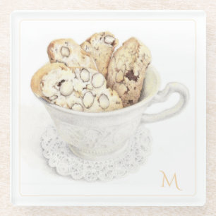 BISCOTTI Glas Drank Onderset + Initiaal Glazen Onderzetter
