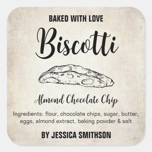 Biscotti op maat gemaakte label BIS002bsq (Voorkant)