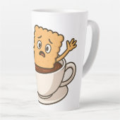 Biscuit in de problemen in een koffiekopje latte mok (Rechterhoek)