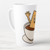 Biscuit in de problemen in een koffiekopje latte mok (Linkerhoek)