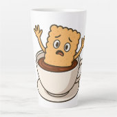 Biscuit in de problemen in een koffiekopje latte mok (Voorkant)