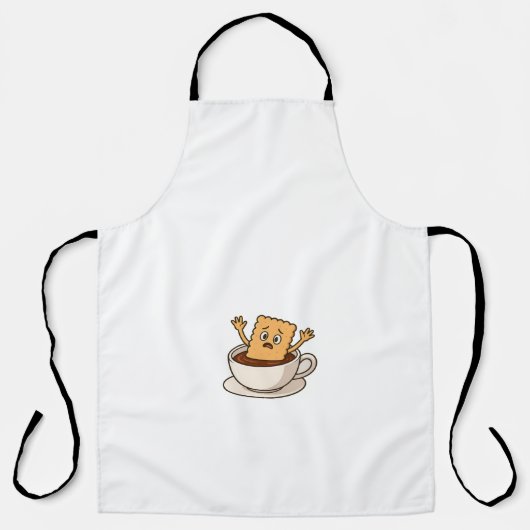 Biscuit in de problemen in een koffiekopje schort (Voorkant)