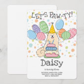 Biscuit Samoyed Hond Verjaardagsfeestuitnodiging Kaart (Voorkant / Achterkant)