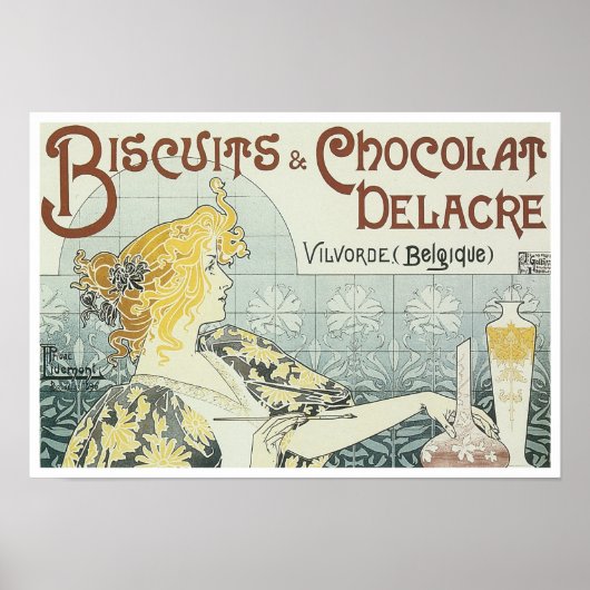 Biscuits & Chocolat Delacre Vintage Ad Poster (Voorkant)