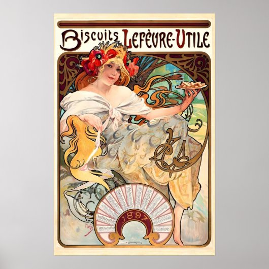 Biscuits Lefevre-Utile 1896 POSTERAFDRUK A1 Poster (Voorkant)