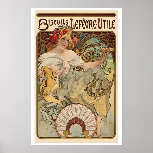Biscuits Lefevre-Utile 1897 Vintage Reclame Poster (Voorkant)