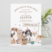 Biscuits & Pup Cakes Hond Verjaardagsfeest Kaart (Staand voorkant)