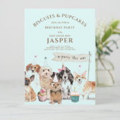 Biscuits & Pup Cakes Hond Verjaardagsfeest Kaart (Staand voorkant)