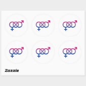 Biseksualiteit Gendersymbool Ronde Sticker (Vel)