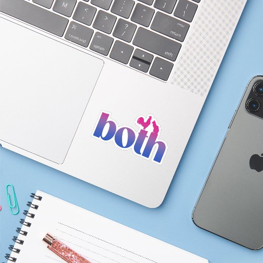 Biseksueel Beide Sticker (Laptop met iPhone)