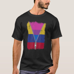 Biseksueel Colombia Vlag Zip Colombiaanse LGBT Pri T-shirt
