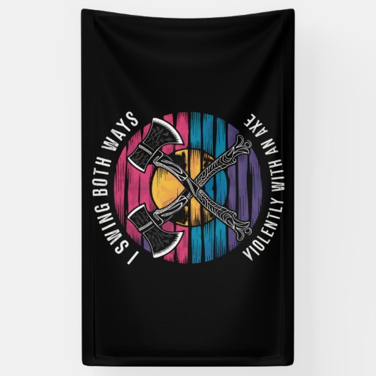 Biseksueel Ik Swing Beide Wegen Als Grappige Bi Pr Spandoek (Verticaal)