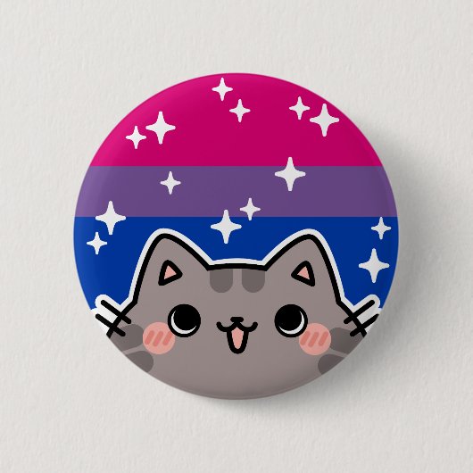 Biseksueel LGBT Pride Flag Cat Button (Voorkant)