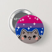 Biseksueel LGBT Pride Flag Cat Button (Voorkant /achterkant)