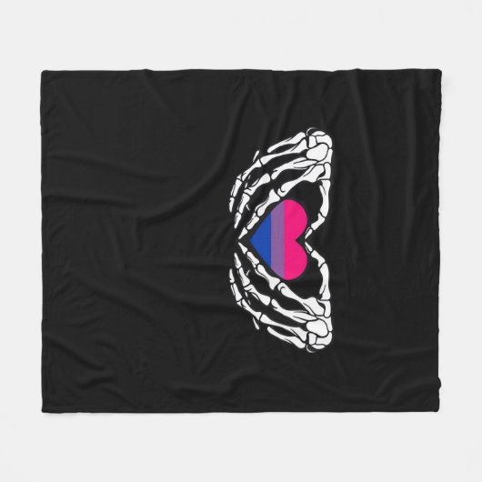 Biseksueel Pride Skeleton Halloween BI Gothic Hear Fleece Deken (Voorkant (Horizontaal))