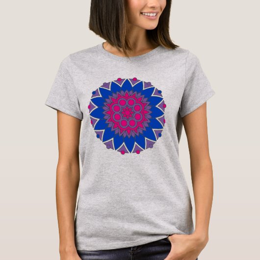 Biseksueel Pride Vlag Kleuren Mandala LGBTQ+ T-shirt (Voorkant)