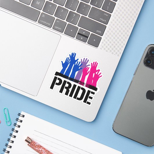 Biseksueel Samen Pride Sticker (Laptop met iPhone)