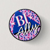 Biseksuele Ally Roze Blauw Sprinkles 90s Memphis Ronde Button 3,2 Cm (Voorkant)