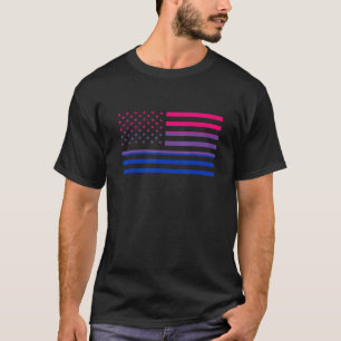 Biseksuele Amerikaanse Vlag LGBTQ Biseksuele Trots T-shirt