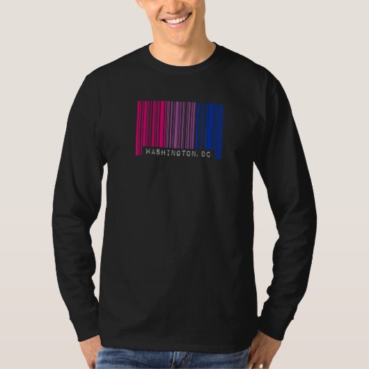 Biseksuele Barcode Pride Washington DC Queer Esthe T-shirt (Voorkant)