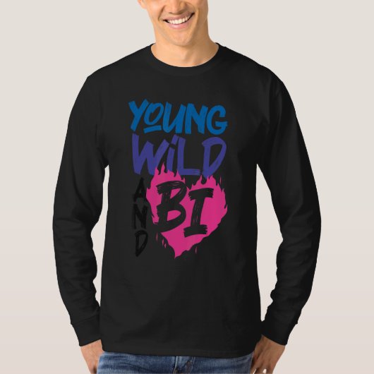 biseksuele bi Pride vlag Young Wild en Bi 1 T-shirt (Voorkant)