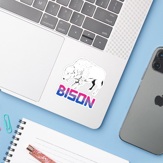 Biseksuele Bizon Sticker (Laptop met iPhone)