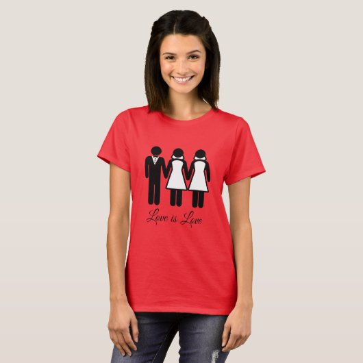 BISEKSUELE BRUILOFT LIEFDE IS LIEFDE T-SHIRT (Voorkant volledig)