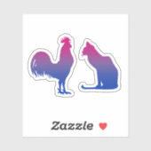 Biseksuele Haan en Kat Sticker (Vel)