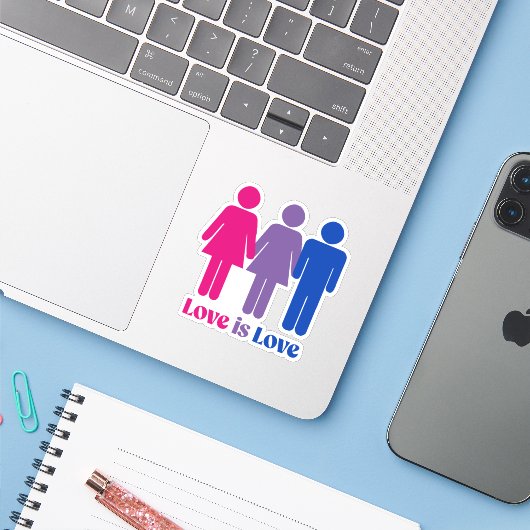 Biseksuele Liefde is Liefde Vrouw Sticker (Laptop met iPhone)