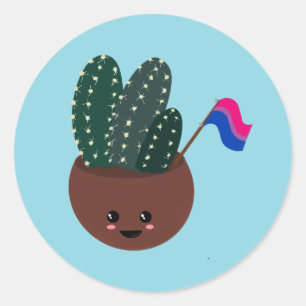 Biseksuele Pride Cactus Ronde Sticker