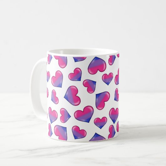 Biseksuele Pride Flag Hearts Coffee Mok (Voorkant links)