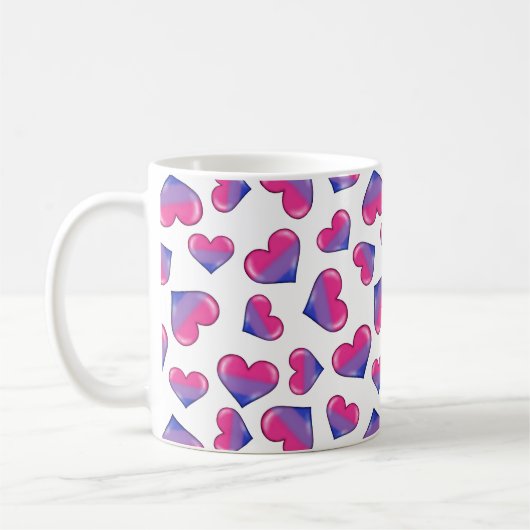 Biseksuele Pride Flag Hearts Coffee Mok (Links)