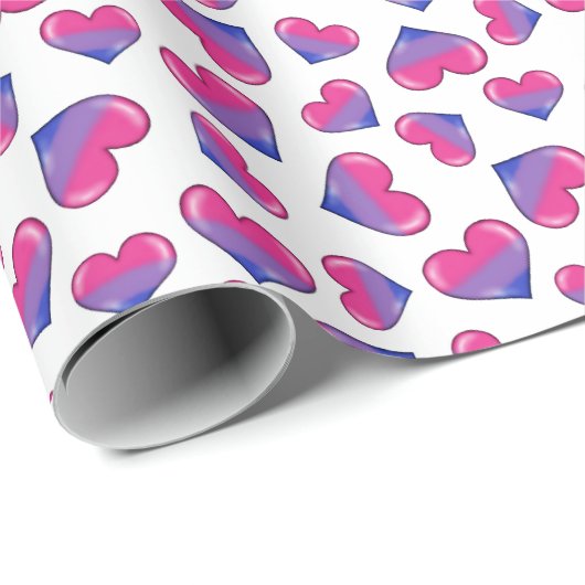 Biseksuele Pride Flag Hearts inpakpapier (Rol Hoek)
