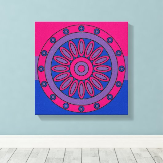 Biseksuele Pride Flag Kleuren Mandala LGBT Canvas Afdruk (Insitu (Houten vloer))