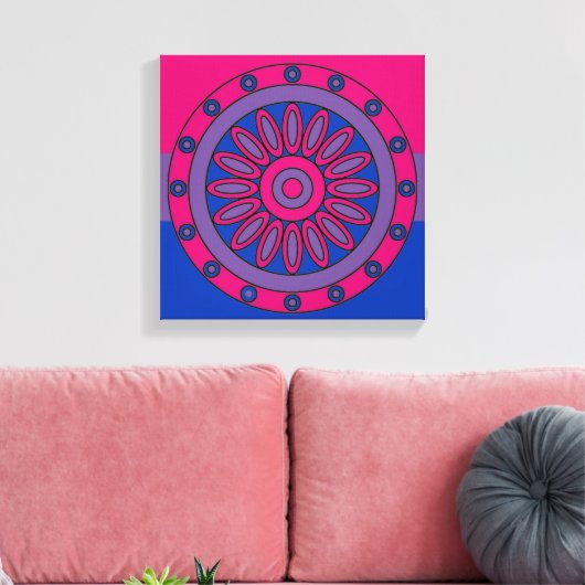 Biseksuele Pride Flag Kleuren Mandala LGBT Canvas Afdruk (Insitu (Woonkamer))