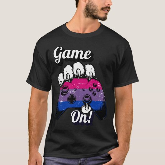 Biseksuele Pride Game On Tijgerpoot Controller Shi T-shirt (Voorkant)